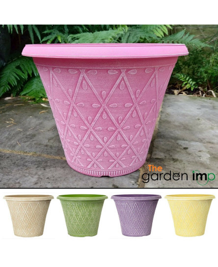 plastic-round-garden-plant-pot-flower-pots-planter-pastel-shades-criss-cross-12