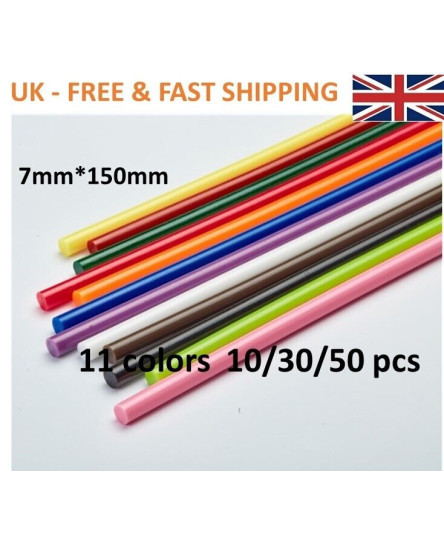 7mm-150mm-colour-hot-melt-glue-sticks-hot-adhesive-hobby-craft-diy-10-30-50pcs