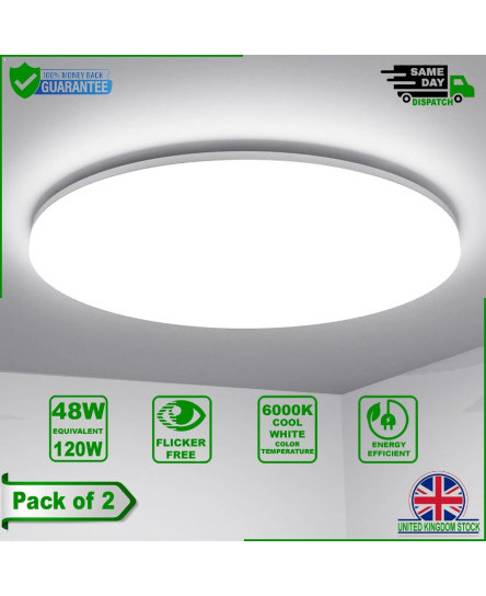48W Round LED Ceiling Light - 6000K - Flush Mount Super Bright Light